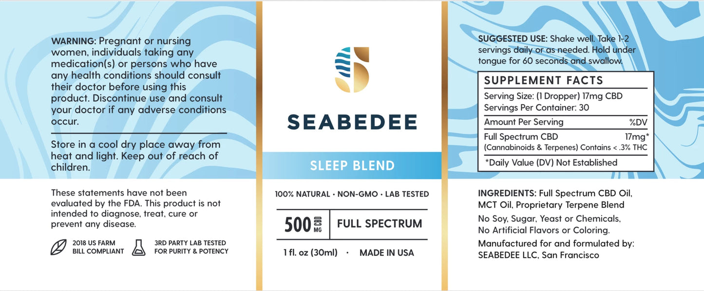 CBD Sleep Blend-SEABEDEE-CBD Oil for Anxiety-CBD Oil-Best CBD Oil-CBD Oil for Sleep-CBD Oil for Inflammation