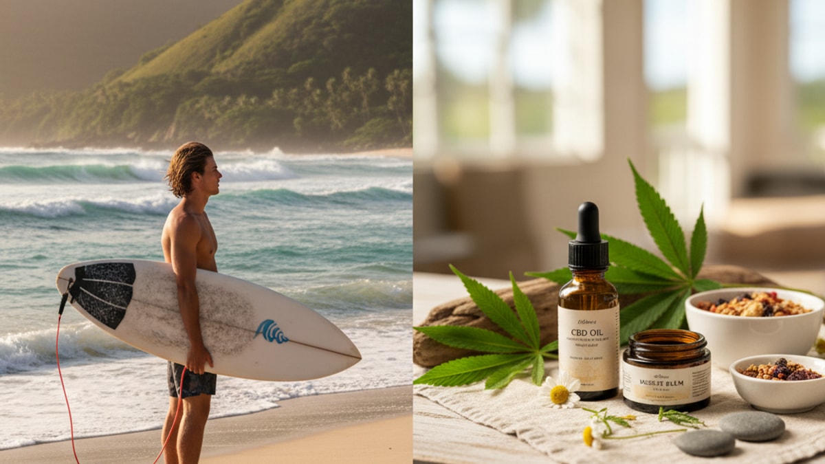 cbd for surfing and outdoor sports - Professional illustration