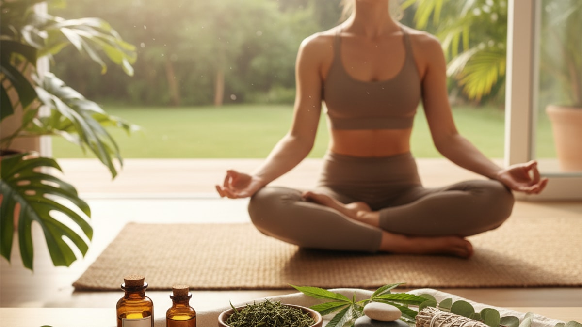 cbd for yoga and meditation - Professional illustration
