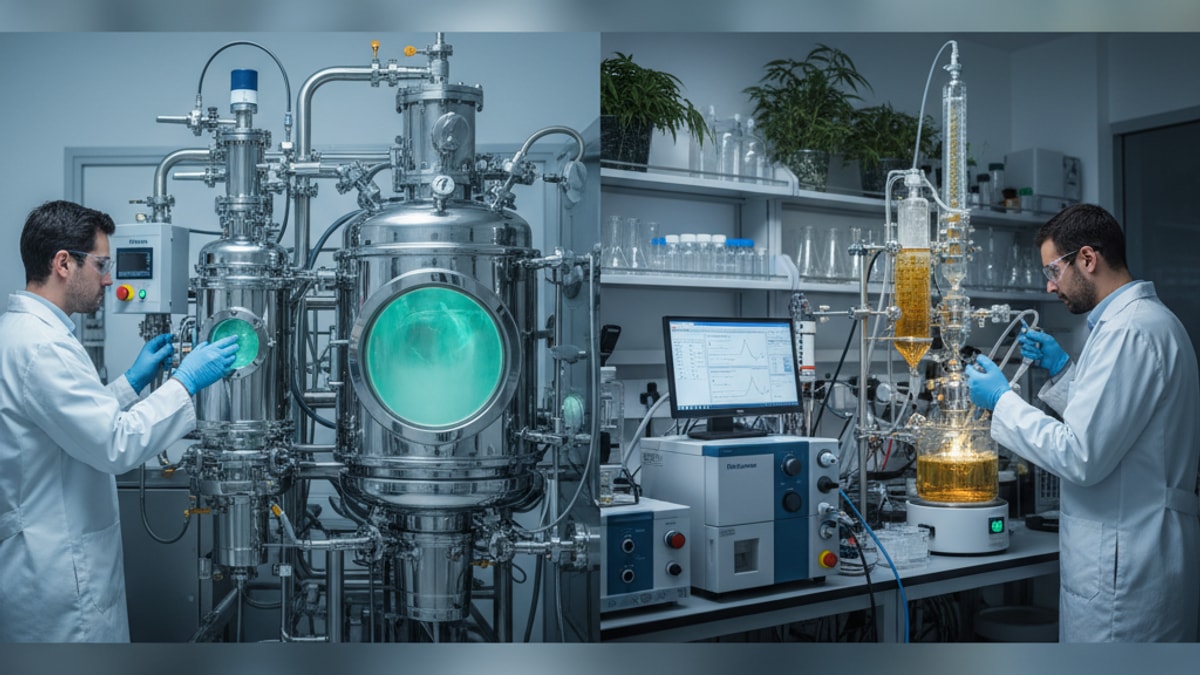 cbd manufacturing co2 vs solvent extraction - Professional illustration