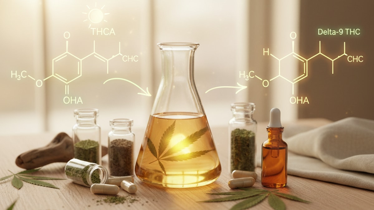 Does THCA Become Delta 9 | THC Conversion Explained - Professional illustration