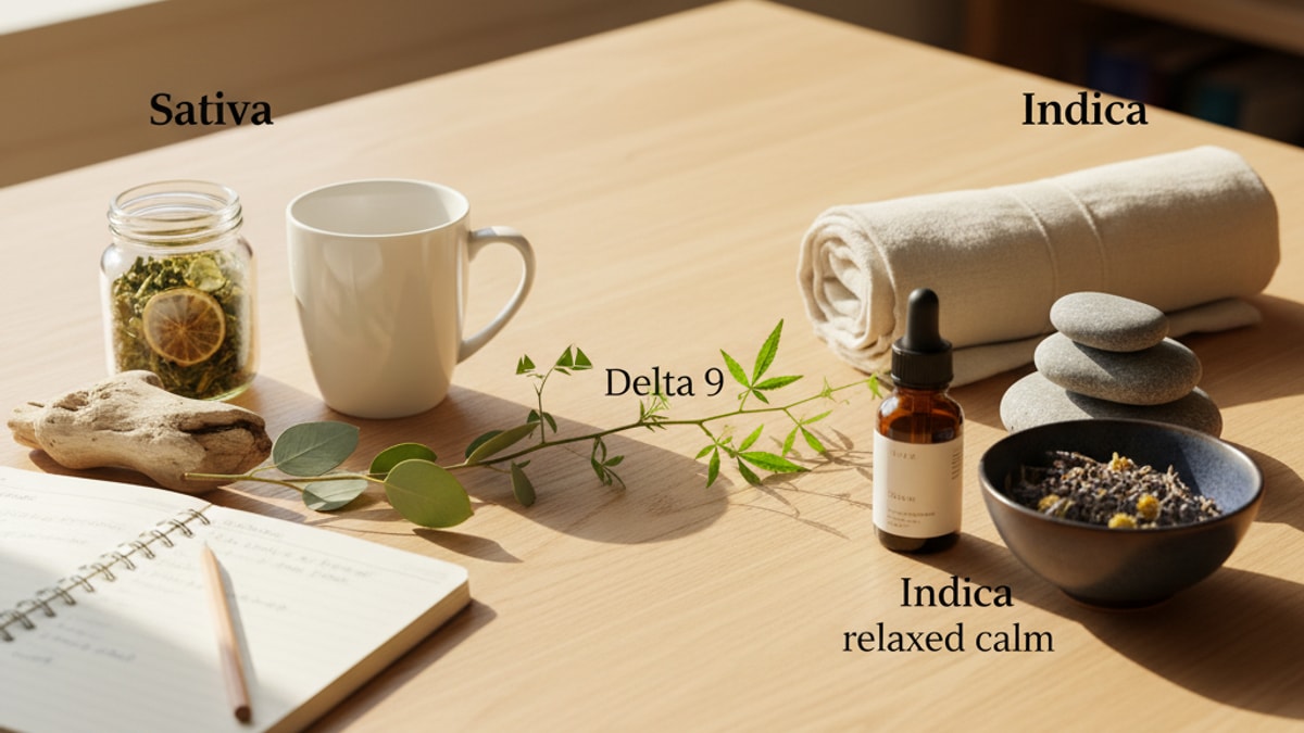 Is Delta 9 Sativa Or Indica | Delta 9 THC Effects Compared To Sativa & Indica - Professional illustration