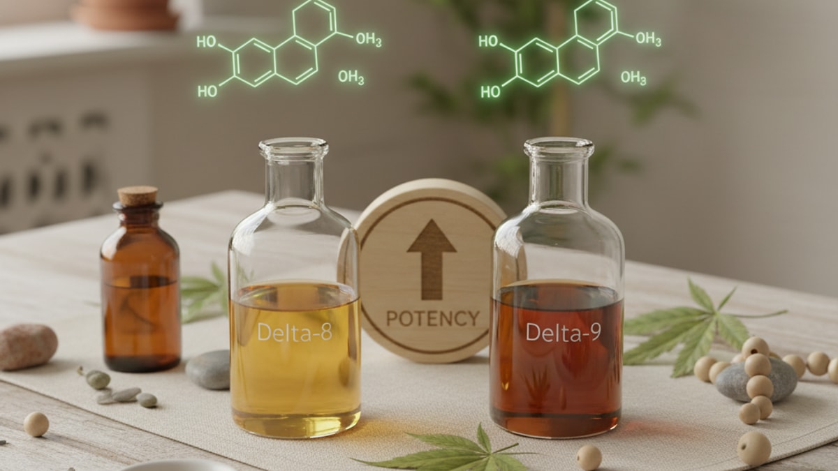 Is Delta 8 THC Stronger Than Delta 9 | THC Potency Guide - Professional illustration