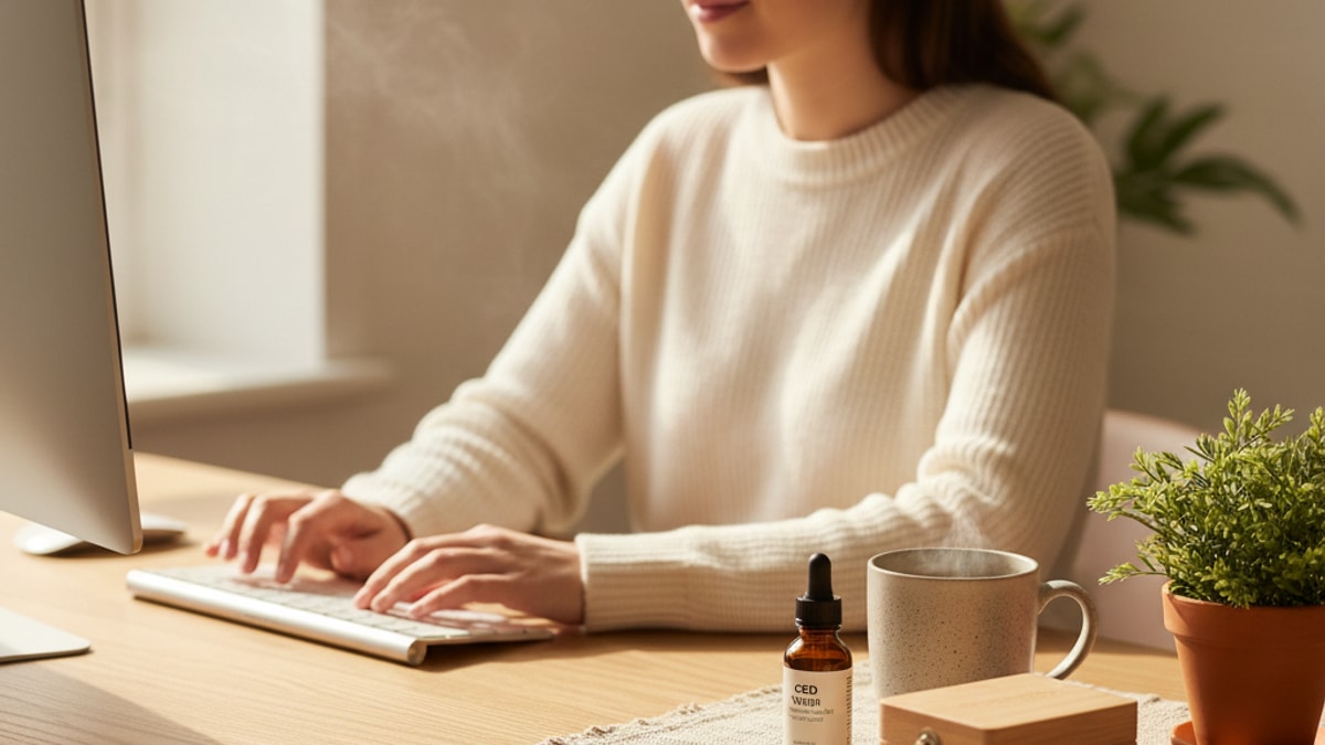 cbd for office workers stress - Professional illustration