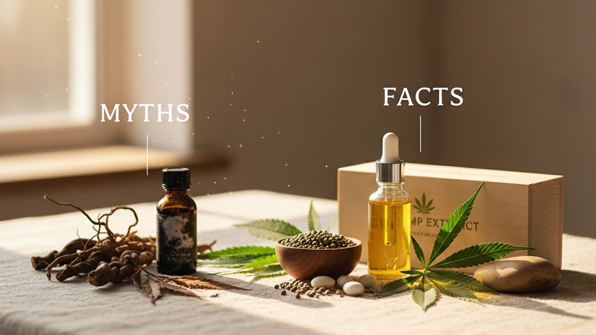 cbd myths and facts common misconceptions - Professional illustration
