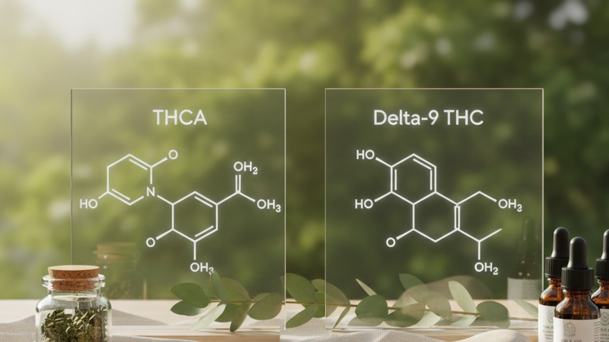 Does THCA Have Delta 9 | THCA And THC Relationship Explained - Professional illustration