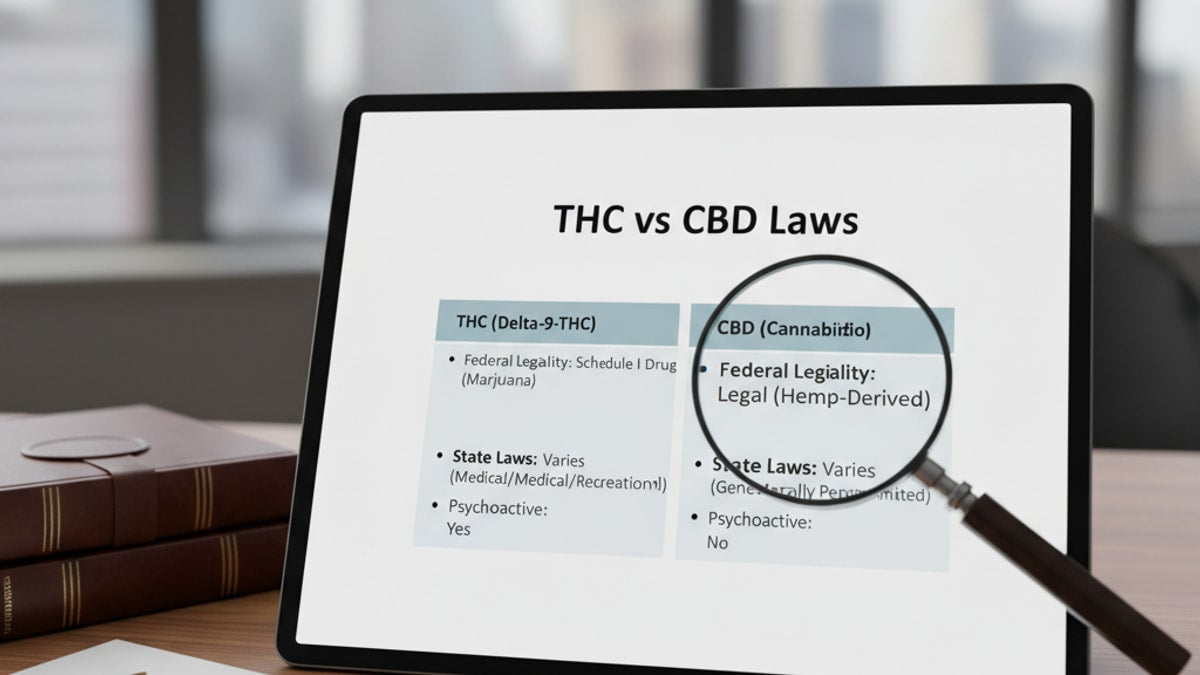 Is Delta 9 CBD Legal | THC Vs CBD Laws Guide - Professional illustration