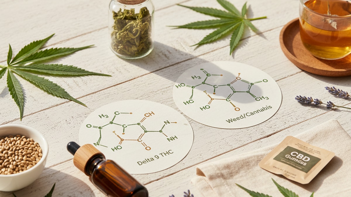 How Is Delta 9 Different From Weed | THC Comparison Explained - Professional illustration