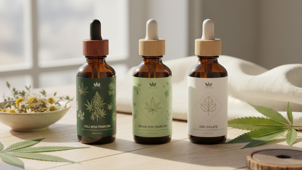 full spectrum vs broad spectrum vs isolate cbd - Professional illustration
