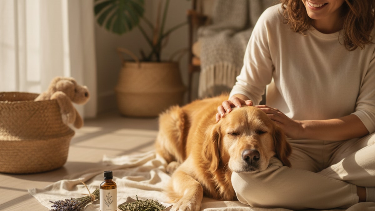 cbd for dog anxiety and stress - Professional illustration
