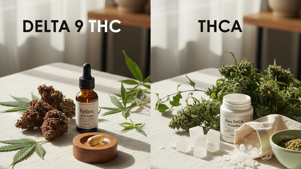 What Is Delta 9 Vs THCA | Delta 9 THC Vs THCA Differences Explained - Professional illustration
