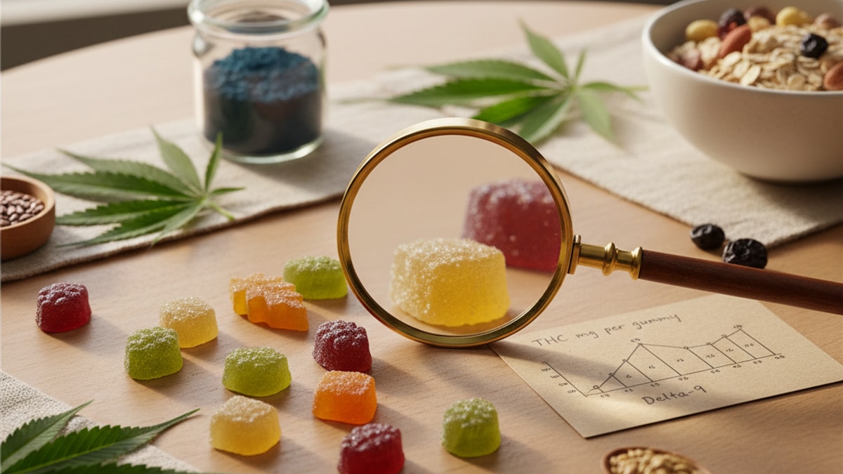 How Much THC In Delta-9 Gummies | THC Edible Potency Guide - Professional illustration