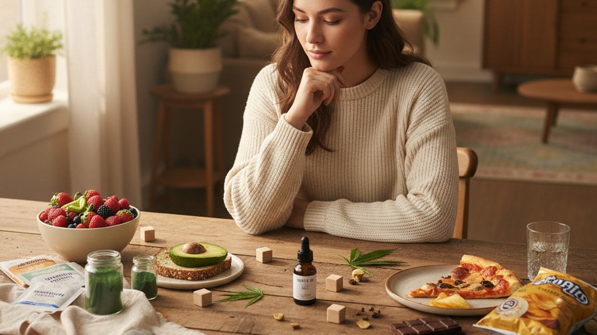 Does Delta 9 Cause Weight Gain | THC Appetite Effects Explained - Professional illustration
