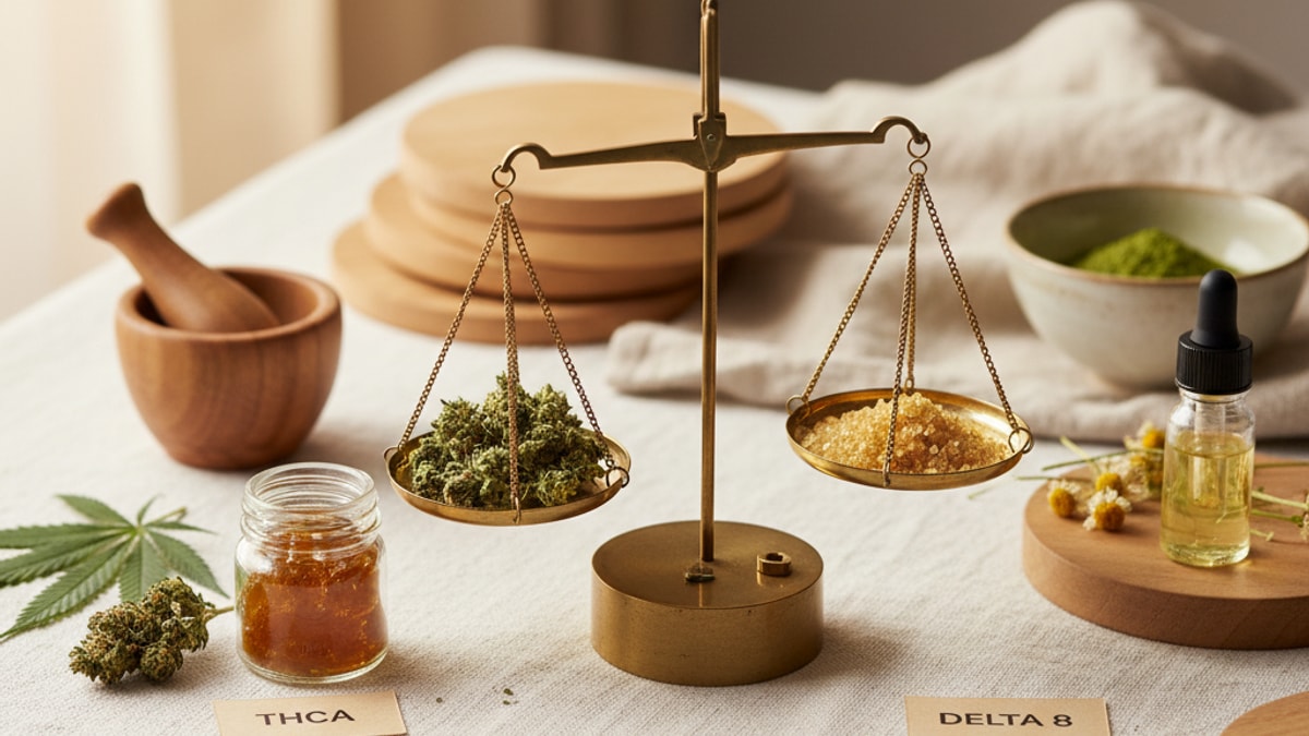 Is THCA Stronger Than Delta 8 | Cannabinoid Potency Comparison - Professional illustration