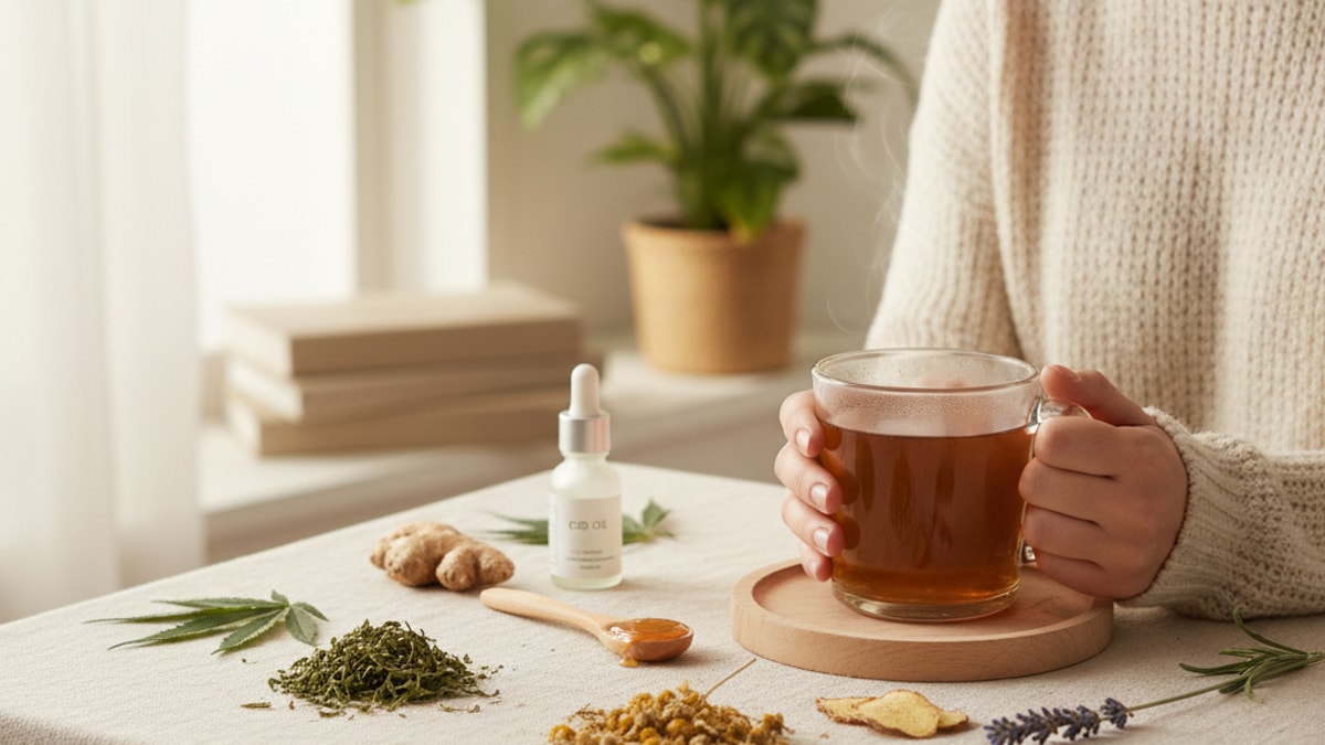 cbd tea how and why - Professional illustration