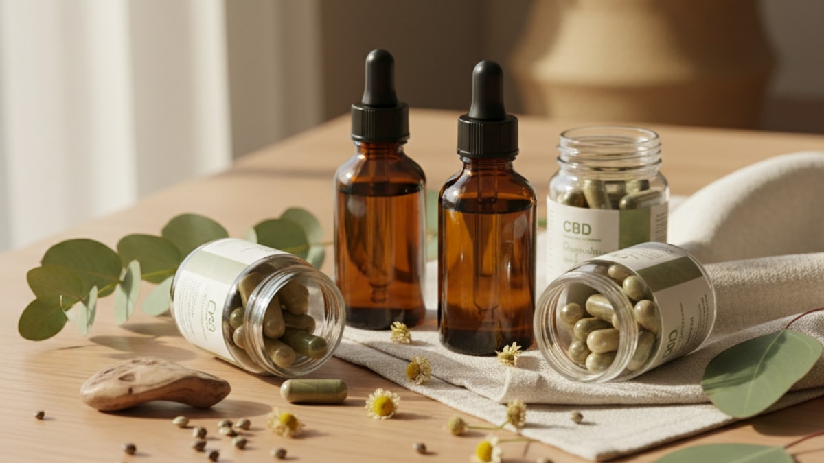 cbd capsules vs cbd oil pros and cons - Professional illustration