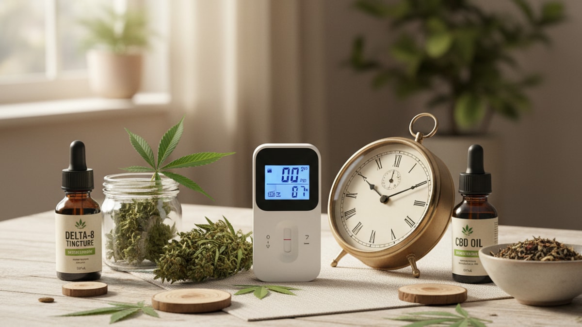 Does Delta-8 Stay in Your System Longer Than THC? | Delta-8 vs Delta-9 Detection Times - Professional illustration