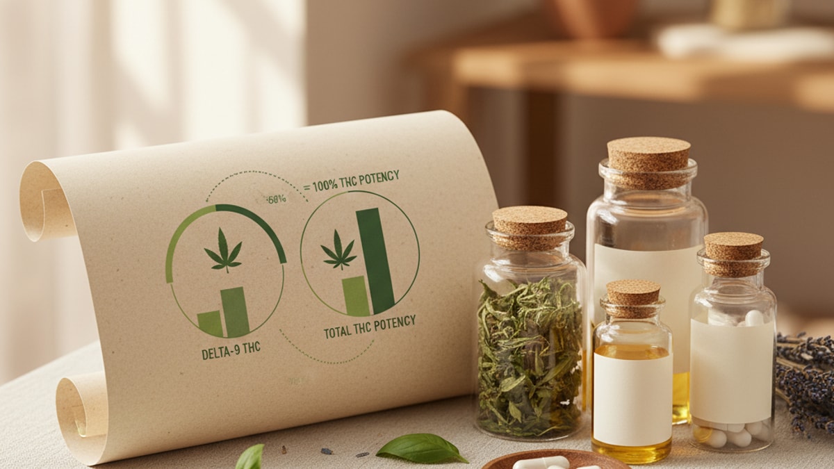 How Much Delta 9 Is Equivalent To THC | THC Potency Comparison - Professional illustration