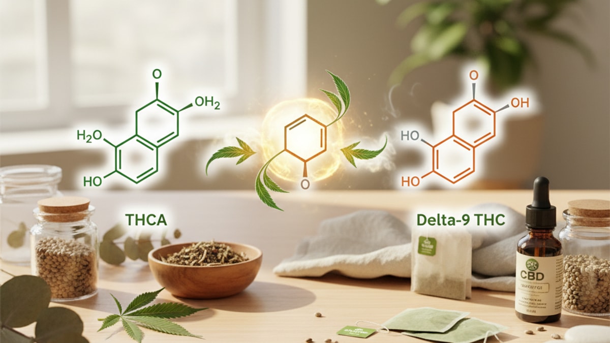 Does THCA Turn Into Delta 9 | THCA Conversion Into Delta 9 THC Explained - Professional illustration